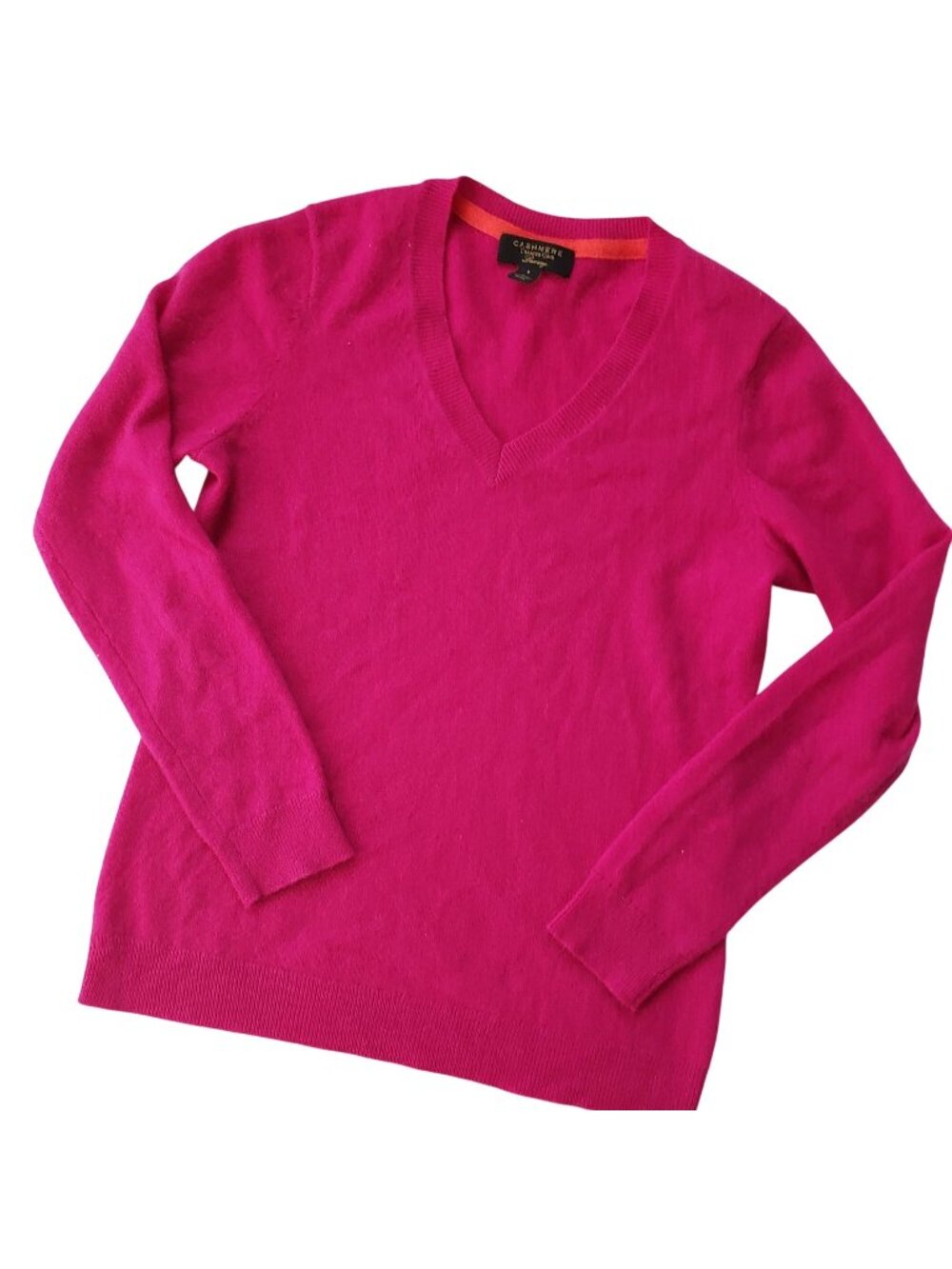 Charter Club Luxury Cashmere Sweater S Bright Pink Soft V-Neck Pullover